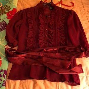 Maroon sheer blouse